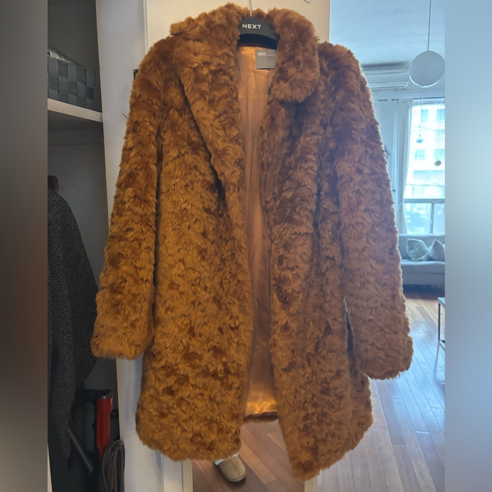 ASOS Teddy Jacket in Warm Brown